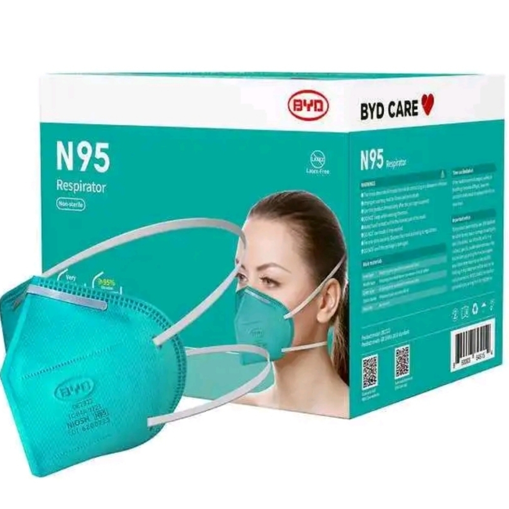 BYD CARE N95 Face Mask, 20 Pack Individually Wrapped Masks With Head Straps‼️